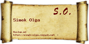 Simek Olga névjegykártya